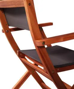 vidaXL Outdoor Chairs 4 pcs Grey Solid Eucalyptus Wood and Textilene