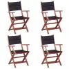 vidaXL Outdoor Chairs 4 pcs Black Solid Eucalyptus Wood and Textilene