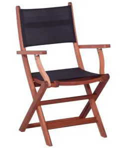 vidaXL Outdoor Chairs 4 pcs Black Solid Eucalyptus Wood and Textilene