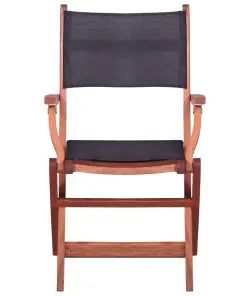vidaXL Outdoor Chairs 4 pcs Black Solid Eucalyptus Wood and Textilene