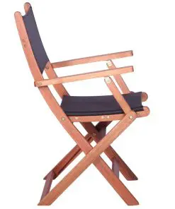 vidaXL Outdoor Chairs 4 pcs Black Solid Eucalyptus Wood and Textilene