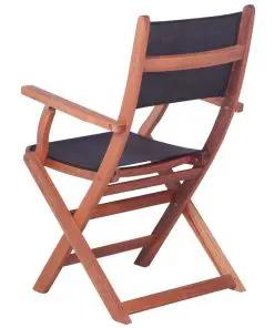 vidaXL Outdoor Chairs 4 pcs Black Solid Eucalyptus Wood and Textilene