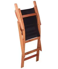vidaXL Outdoor Chairs 4 pcs Black Solid Eucalyptus Wood and Textilene