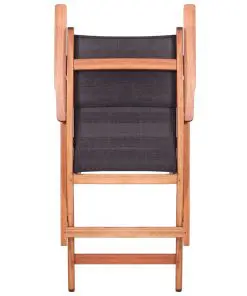 vidaXL Outdoor Chairs 4 pcs Black Solid Eucalyptus Wood and Textilene