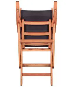 vidaXL Outdoor Chairs 4 pcs Black Solid Eucalyptus Wood and Textilene