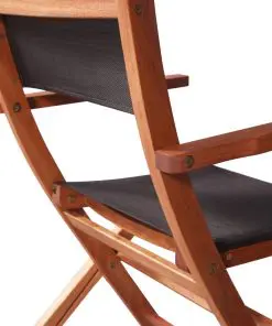 vidaXL Outdoor Chairs 4 pcs Black Solid Eucalyptus Wood and Textilene