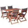 vidaXL 5 Piece Outdoor Dining Set Solid Eucalyptus Wood and Textilene