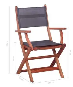 vidaXL 5 Piece Outdoor Dining Set Solid Eucalyptus Wood and Textilene