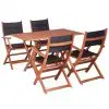 vidaXL 5 Piece Outdoor Dining Set Solid Eucalyptus Wood and Textilene