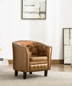 vidaXL Tub Chair Brown Faux Leather