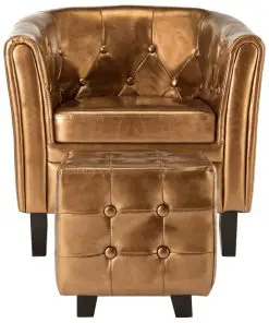 vidaXL Tub Chair with Footstool Brown Faux Leather