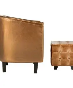 vidaXL Tub Chair with Footstool Brown Faux Leather