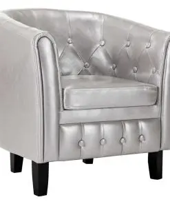 vidaXL Tub Chair Silver Faux Leather