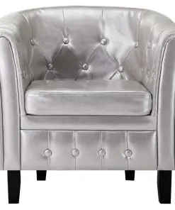 vidaXL Tub Chair Silver Faux Leather