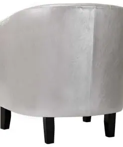 vidaXL Tub Chair Silver Faux Leather