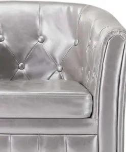 vidaXL Tub Chair Silver Faux Leather