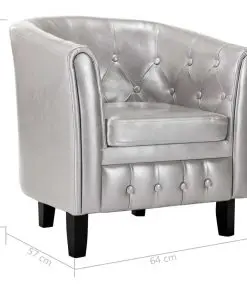 vidaXL Tub Chair Silver Faux Leather