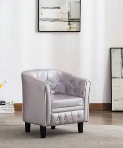 vidaXL Tub Chair Silver Faux Leather