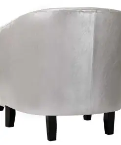 vidaXL Tub Chair with Footstool Silver Faux Leather