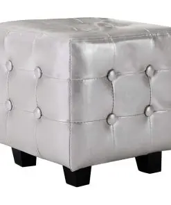 vidaXL Tub Chair with Footstool Silver Faux Leather