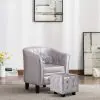 vidaXL Tub Chair with Footstool Silver Faux Leather