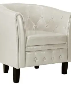 vidaXL Tub Chair White Faux Leather