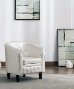 vidaXL Tub Chair White Faux Leather