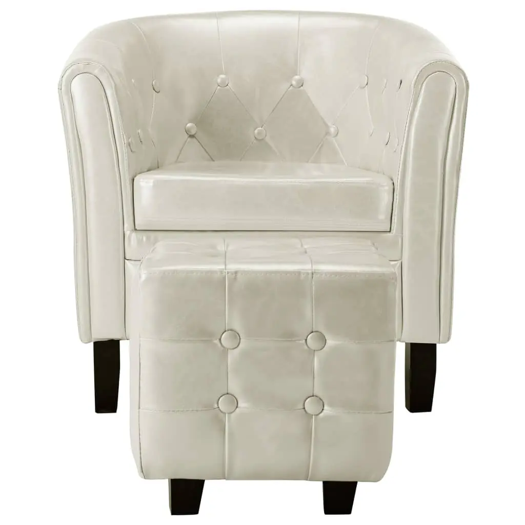 vidaXL Tub Chair with Footstool White Faux Leather