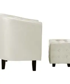 vidaXL Tub Chair with Footstool White Faux Leather