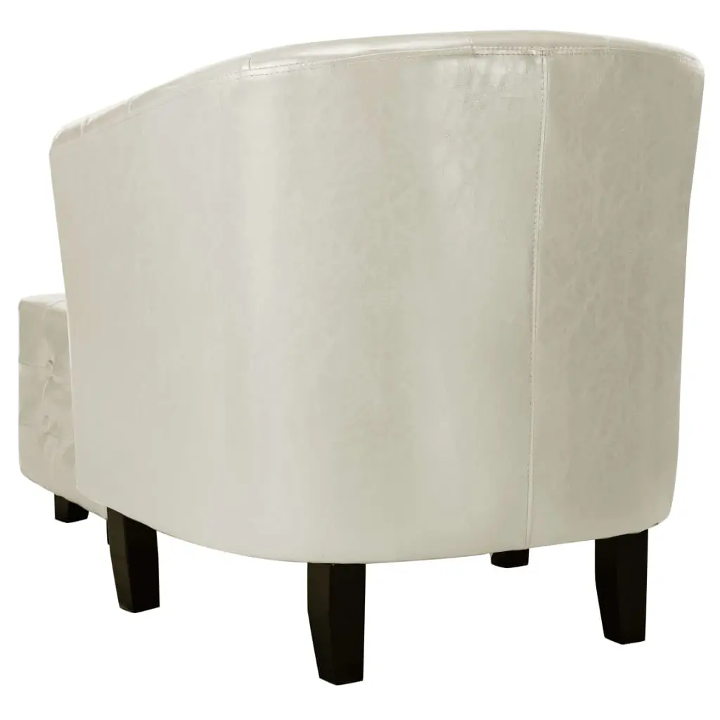 vidaXL Tub Chair with Footstool White Faux Leather