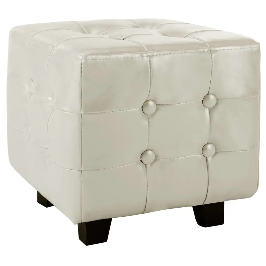 vidaXL Tub Chair with Footstool White Faux Leather