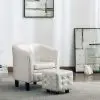 vidaXL Tub Chair with Footstool White Faux Leather