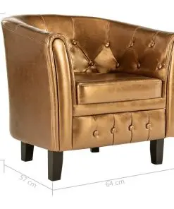 vidaXL Tub Chair Gold Faux Leather