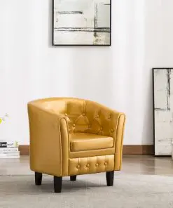 vidaXL Tub Chair Gold Faux Leather