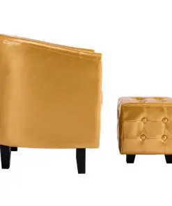 vidaXL Tub Chair with Footstool Gold Faux Leather