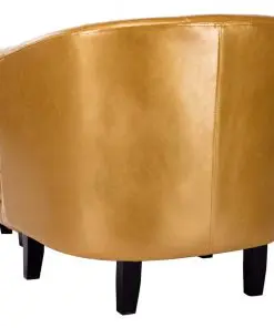 vidaXL Tub Chair with Footstool Gold Faux Leather