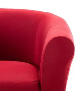 vidaXL 2 Piece Armchair and Stool Set Wine Red Fabric