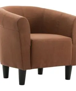 vidaXL 2 Piece Armchair and Stool Set Brown Fabric