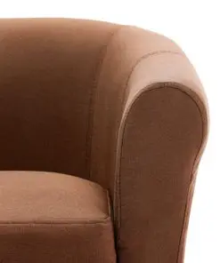 vidaXL 2 Piece Armchair and Stool Set Brown Fabric