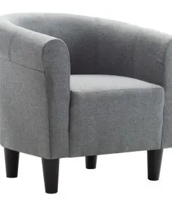 vidaXL 2 Piece Armchair and Stool Set Light Grey Fabric