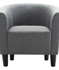 vidaXL 2 Piece Armchair and Stool Set Light Grey Fabric