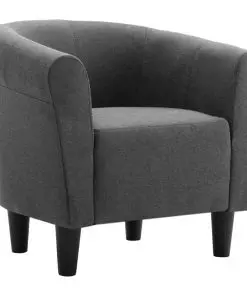 vidaXL 2 Piece Armchair and Stool Set Dark Grey Fabric