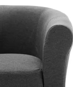 vidaXL 2 Piece Armchair and Stool Set Dark Grey Fabric