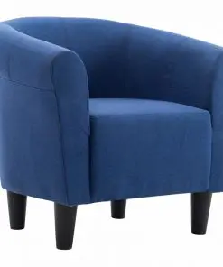 vidaXL 2 Piece Armchair and Stool Set Blue Fabric