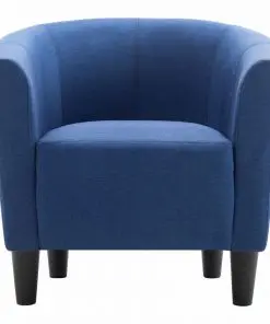 vidaXL 2 Piece Armchair and Stool Set Blue Fabric