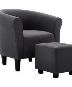 vidaXL 2 Piece Armchair and Stool Set Black Fabric