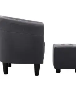 vidaXL 2 Piece Armchair and Stool Set Black Fabric