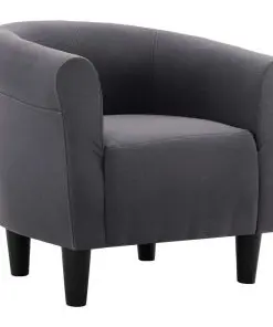 vidaXL 2 Piece Armchair and Stool Set Black Fabric