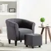 vidaXL 2 Piece Armchair and Stool Set Black Fabric vidaXL 2 Piece Armchair and Stool Set Black Fabric