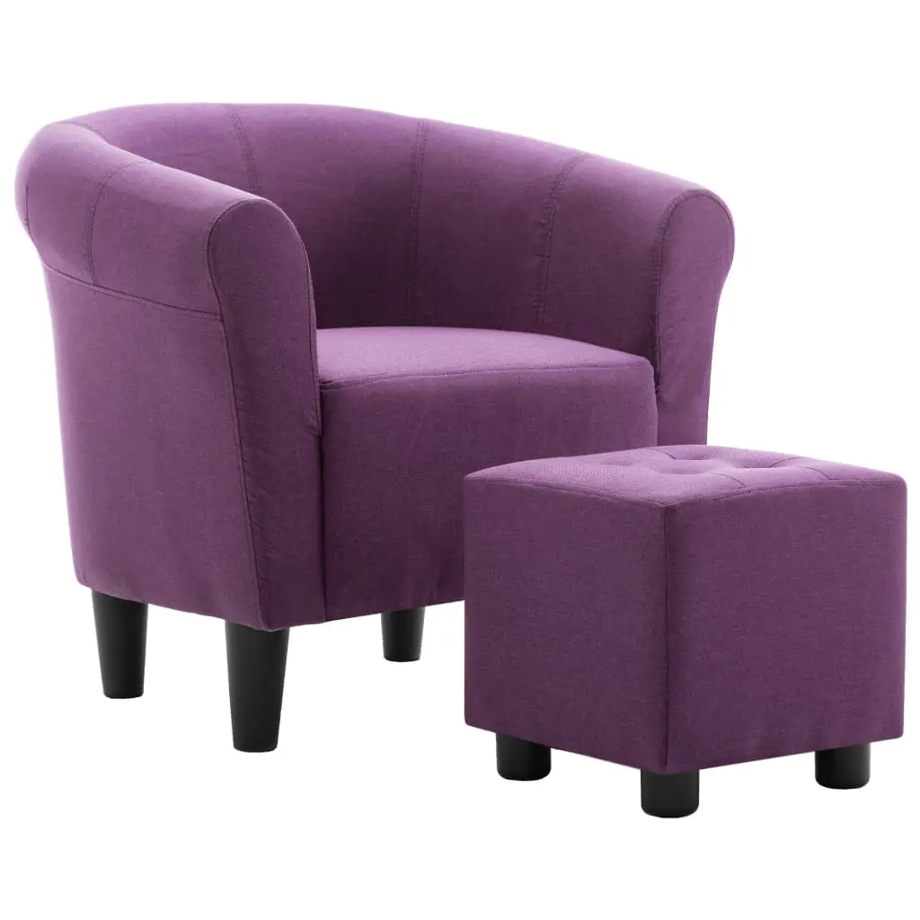 vidaXL 2 Piece Armchair and Stool Set Purple Fabric